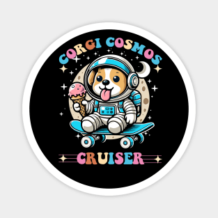 Corgi Skateboarding - Cosmic Corgi Skater Magnet